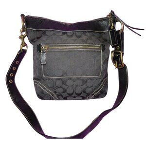 Coach 2006 Black Jacquard & Leather Signature Messenger Crossbody Satchel Bag